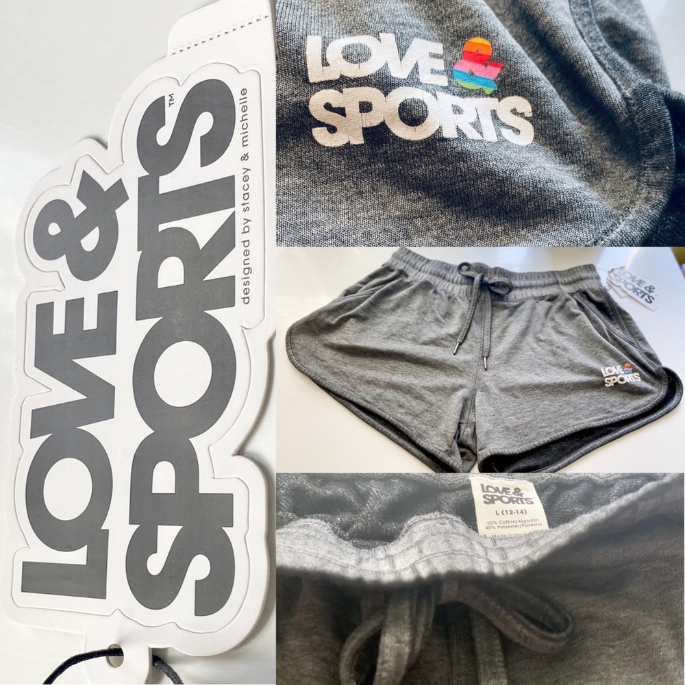Love & Sports Womens Mid Rise Logo Shorts